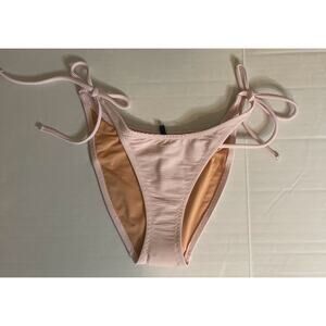 J‎ Crew Pink Ribbed Curved Waist Cheeky Bikini Bottom - Small